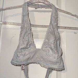 Victoria's Secret Lace Halter Bralette - Light Gray